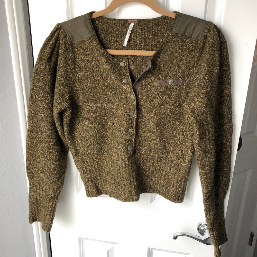 Free People Sergeant Henley Ribbed Cropped Sweater